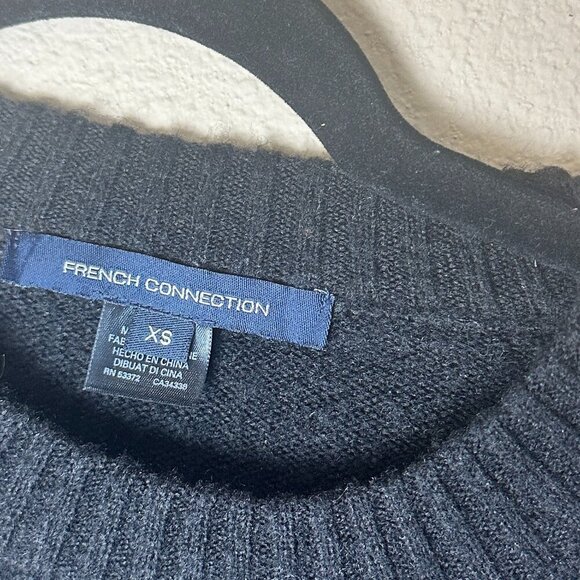 FRENCH CONNECTION Ruched Tie Front Crew Neck Sweater Size XS Black - Picture 5 of 9